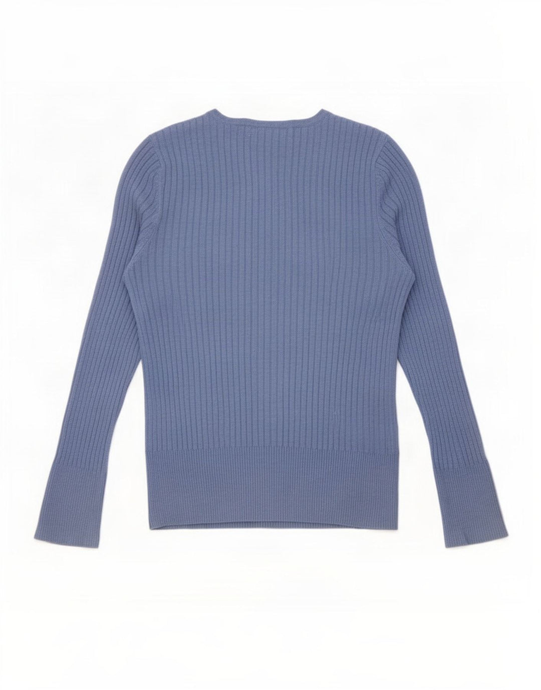 Top feminino regular de manga comprida Marks & Spencer UK 12 viscose azul médio