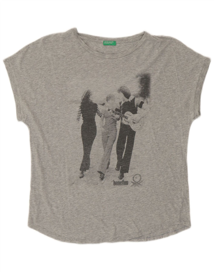 Camiseta feminina com estampa UNITED COLORS OF BENETTON UK 14 cinza médio