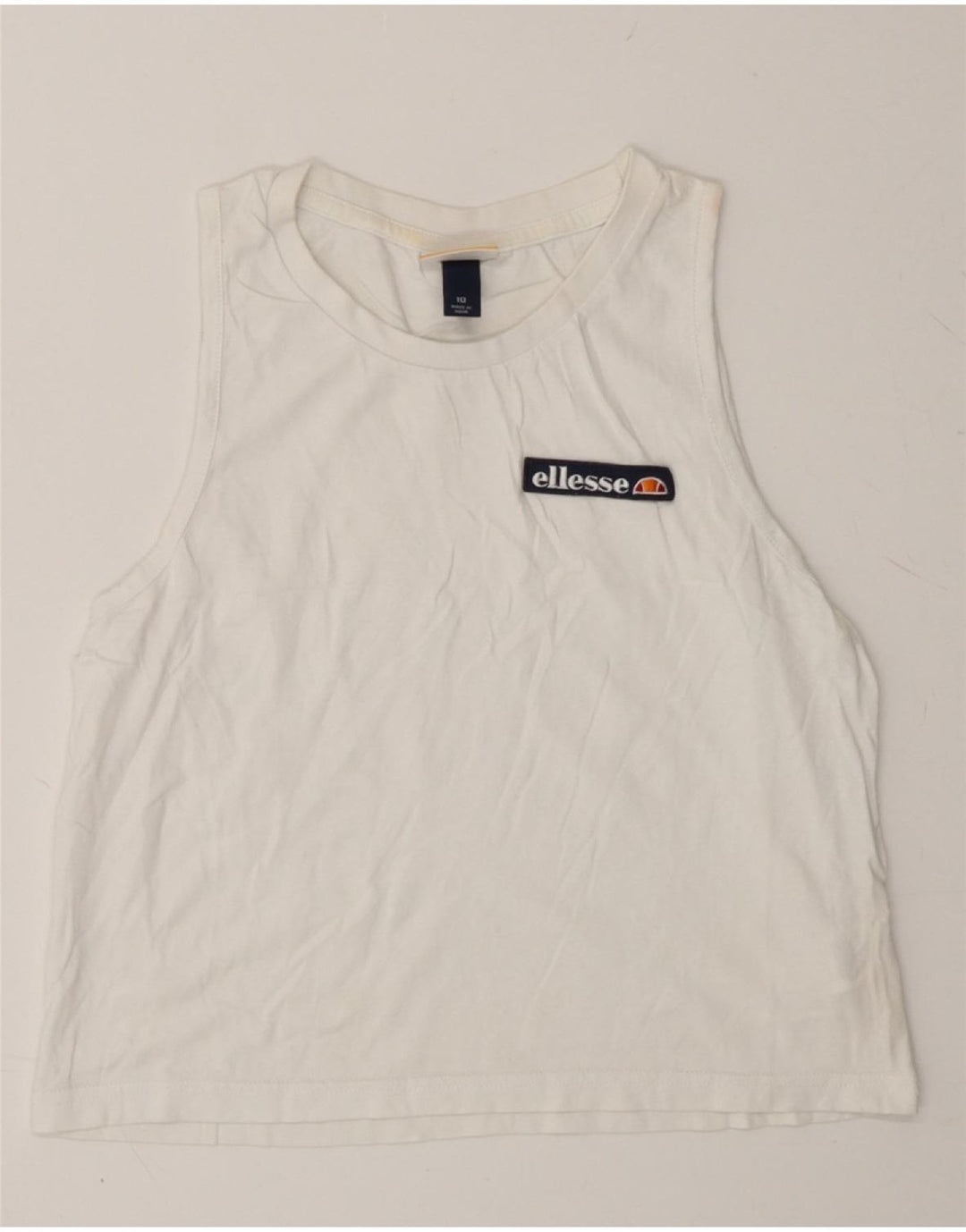 ELLESSE Girls Graphic Vest Top 9-10 Years White Cotton Vintage Ellesse and Second-Hand Ellesse from Messina Hembry 