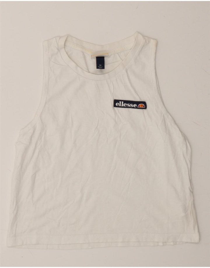 ELLESSE Girls Graphic Vest Top 9-10 Years White Cotton Vintage Ellesse and Second-Hand Ellesse from Messina Hembry 