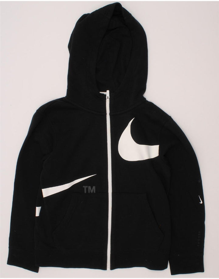 NIKE Boys Graphic Zip Hoodie Sweater 10-11 Years Medium  Black Cotton Vintage Nike and Second-Hand Nike from Messina Hembry 