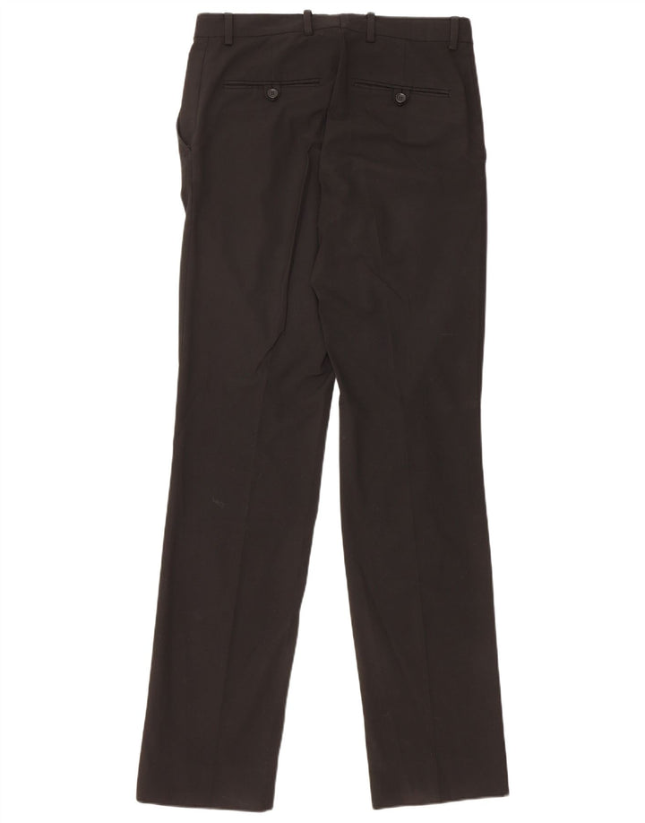 Zara Mens Straight Suit Calças EU 38 Pequeno W30 L35 Poliéster Preto