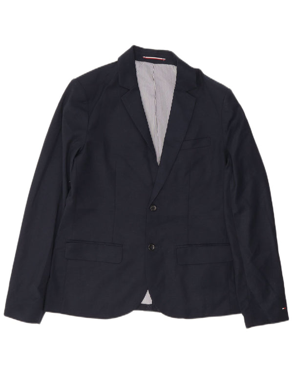 Tommy Hilfiger Jaqueta blazer masculina com 2 botões 15-16 anos azul marinho poliéster