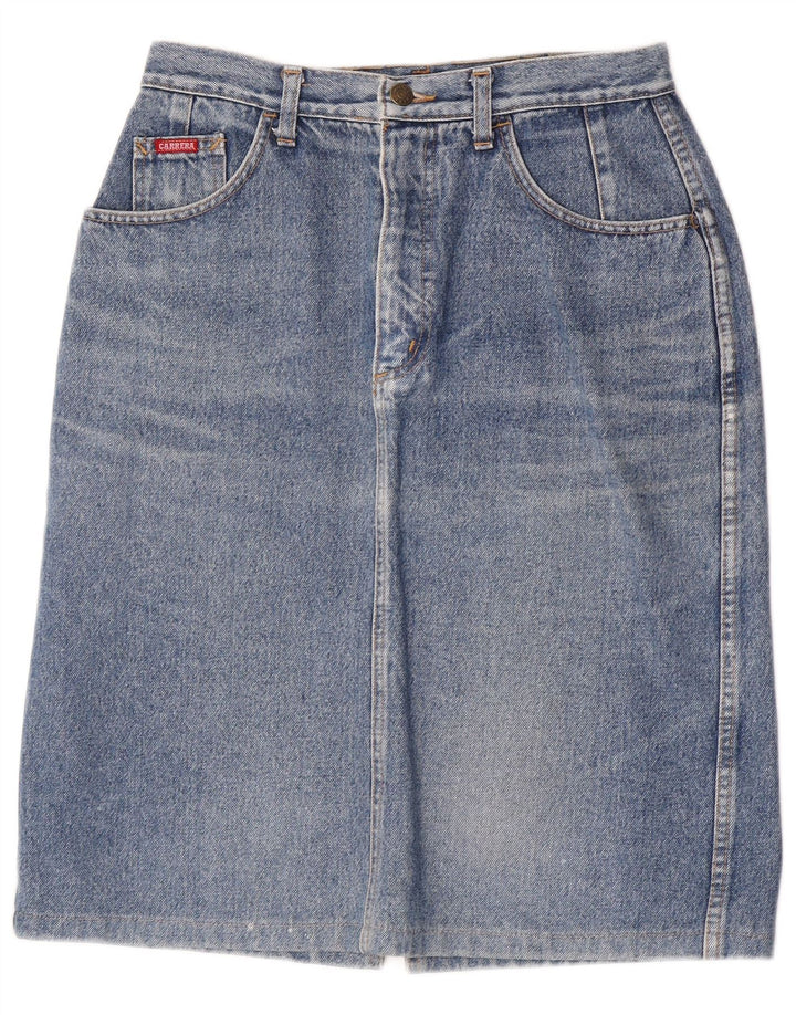 Saia jeans feminina Carrera W30 algodão azul médio