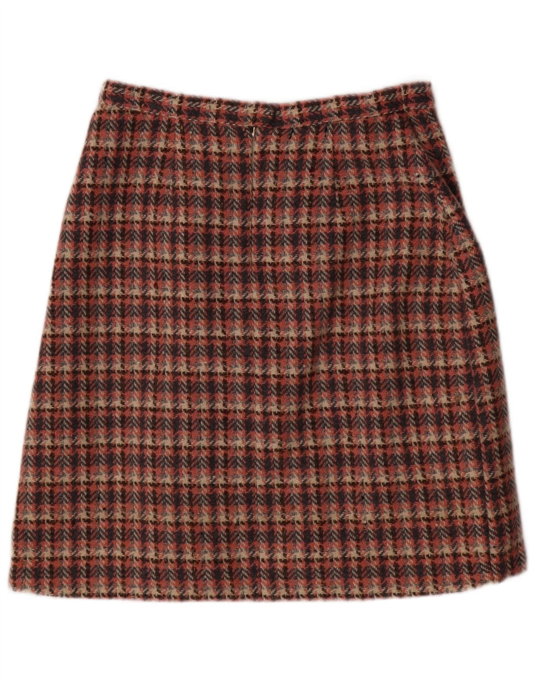 Saia feminina vintage evasê UE 38 médio W28 rosa houndstooth