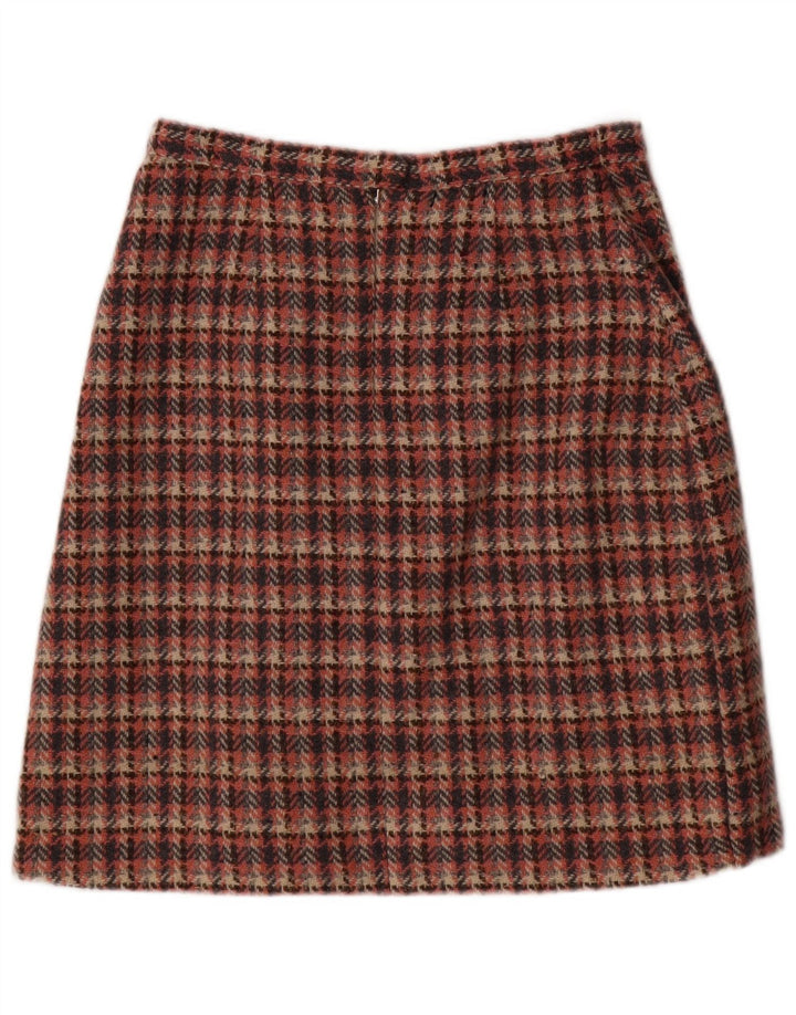 Saia feminina vintage evasê UE 38 médio W28 rosa houndstooth