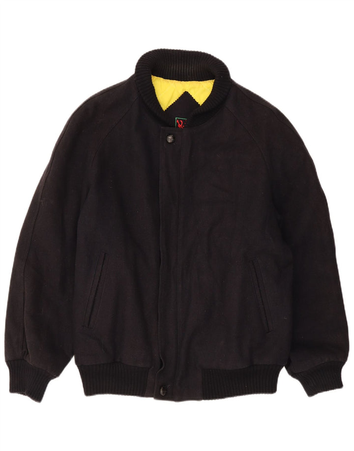 Jaqueta corta-vento masculina vintage IT 52 XL lã preta