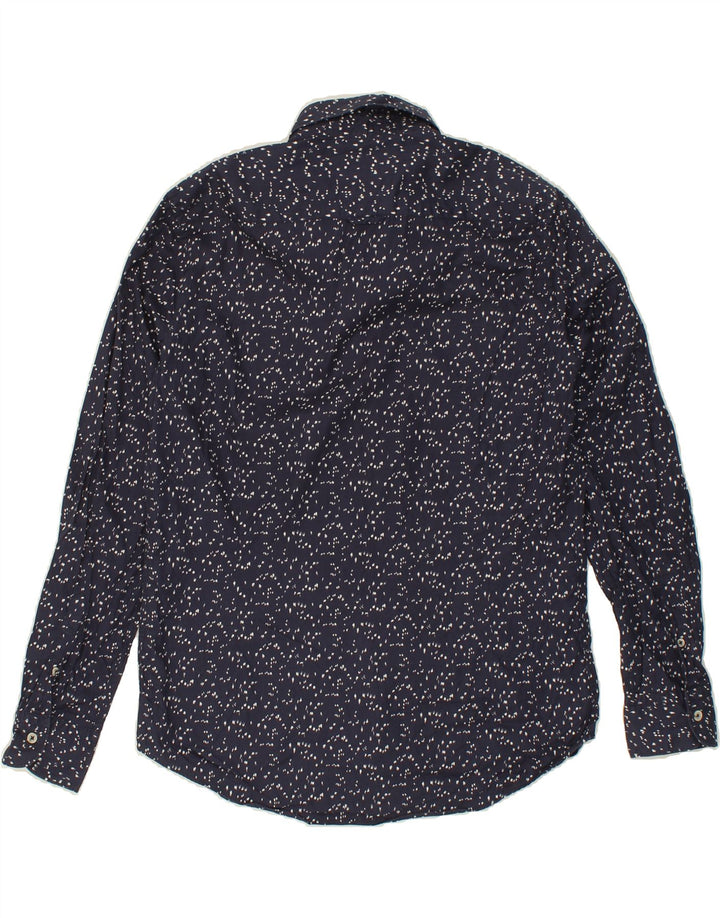 MASSIMO DUTTI Mens Abstract Pattern Shirt Large Navy Blue Cotton Vintage Massimo Dutti and Second-Hand Massimo Dutti from Messina Hembry 