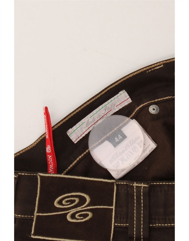 Jeans femininos Nicwave Slim IT 44 médio W30 L34 algodão marrom