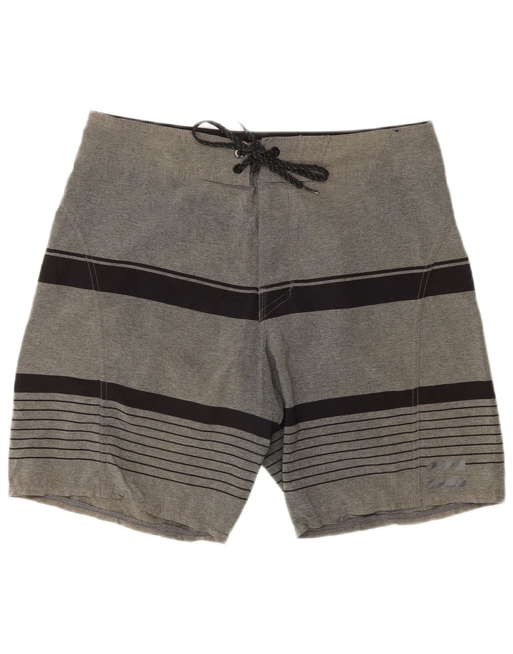 Shorts de natação masculino Billabong poliéster listrado cinza médio