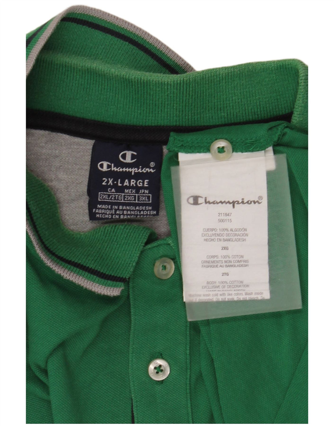 Camisa polo masculina Champion 2XL algodão verde