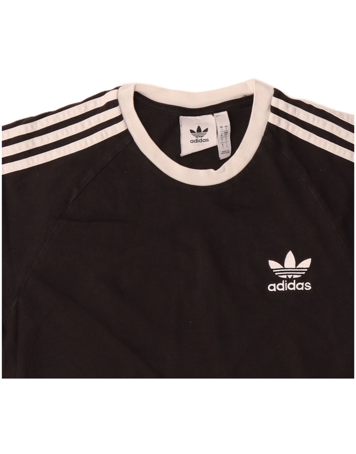 ADIDAS Mens Camiseta Top Pequeno Algodão Preto