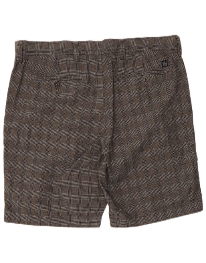 Shorts chino masculino Marks & Spencer W36 grande algodão xadrez cinza