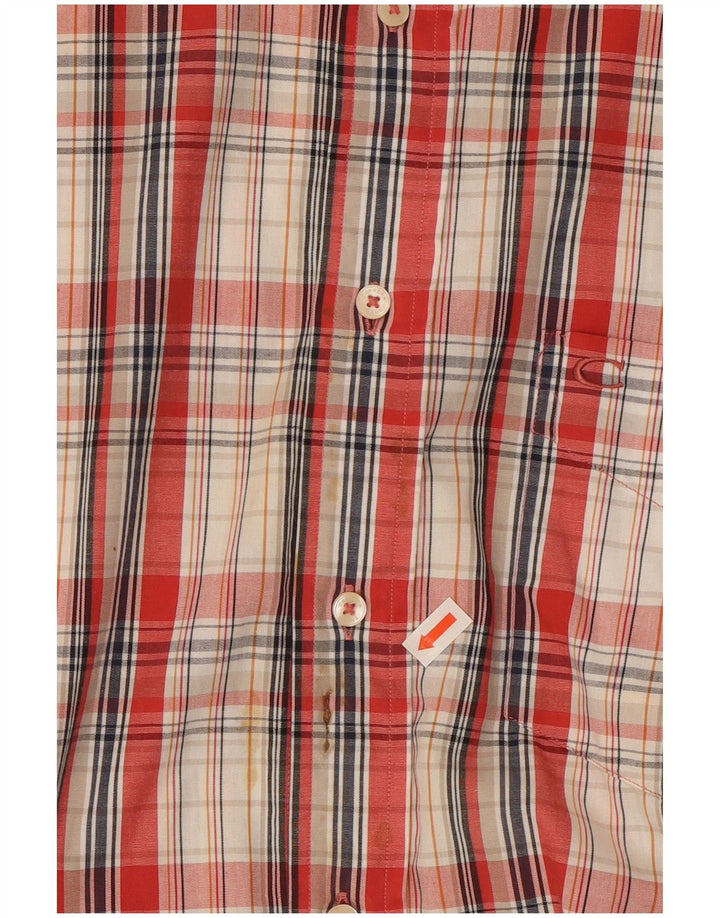 Camisa masculina de manga curta Carrera 2XL algodão xadrez vermelho