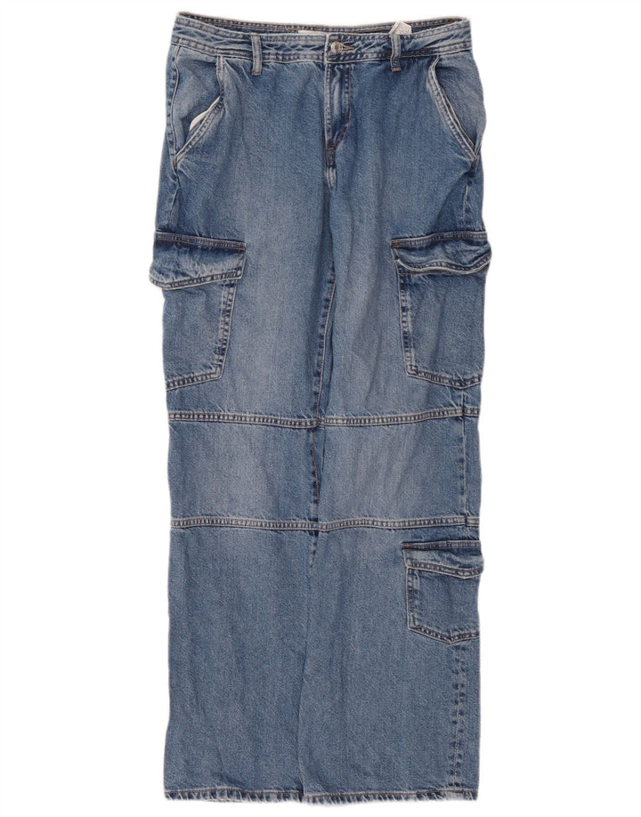Zara Womens Cargo Straight Jeans EU 40 Médio W30 L31 Azul Algodão