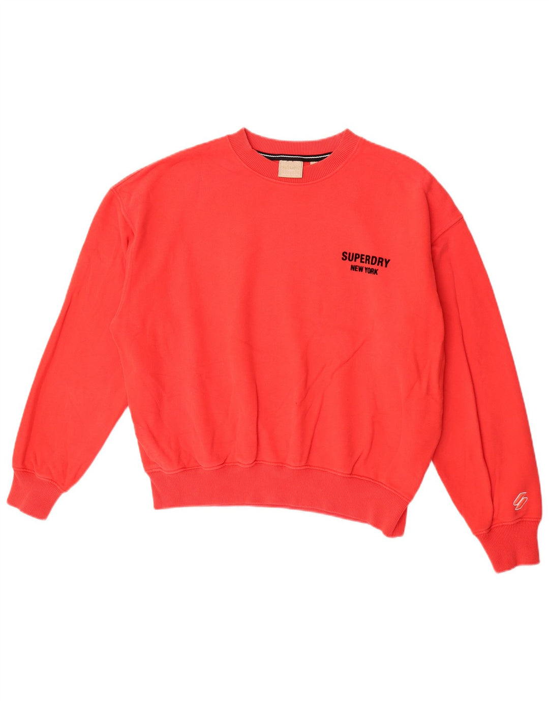 Superdry Womens Oversized Sweatshirt Jumper UK 14 Grande Algodão Vermelho