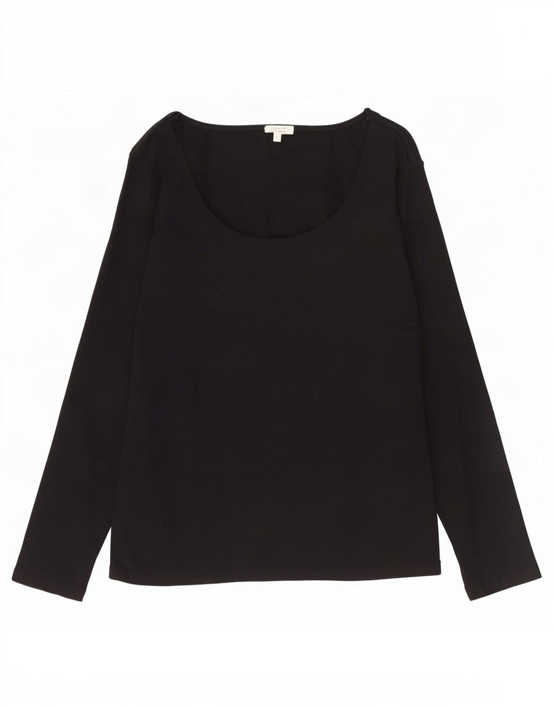Top feminino Jigsaw manga comprida UK 10 pequeno algodão preto