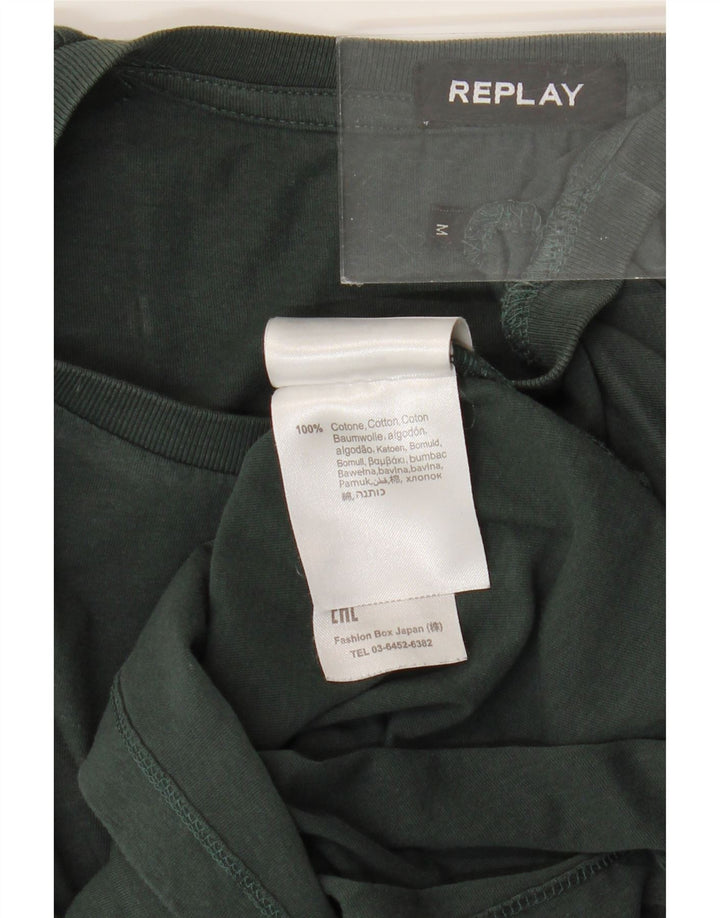 Camiseta masculina Replay Top médio algodão verde