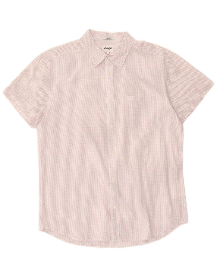 Wrangler Camisa masculina de manga curta regular fit grande xadrez branco