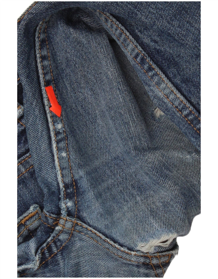 Levi's Masculino 505 Distressed Straight Jeans W33 L30 Azul Algodão