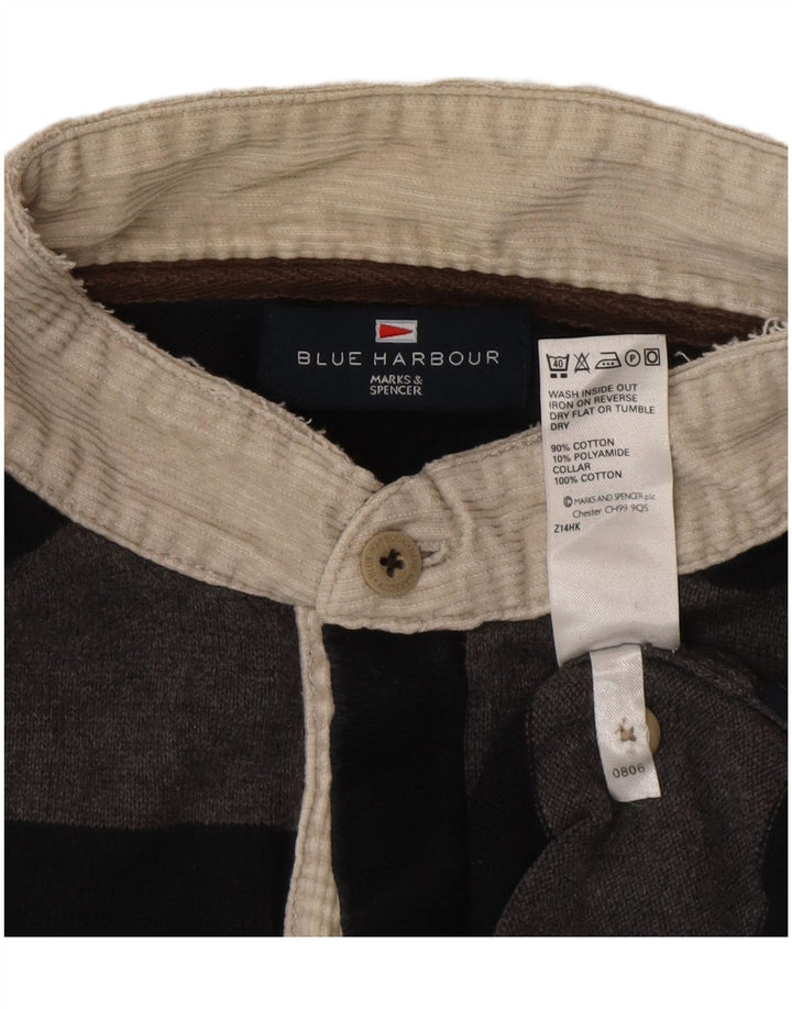 Suéter masculino Marks & Spencer Blue Harbour com gola polo grande cinza