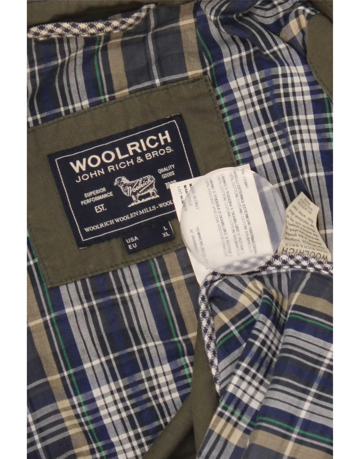 Jaqueta utilitária masculina Woolrich UK 40 grande algodão verde