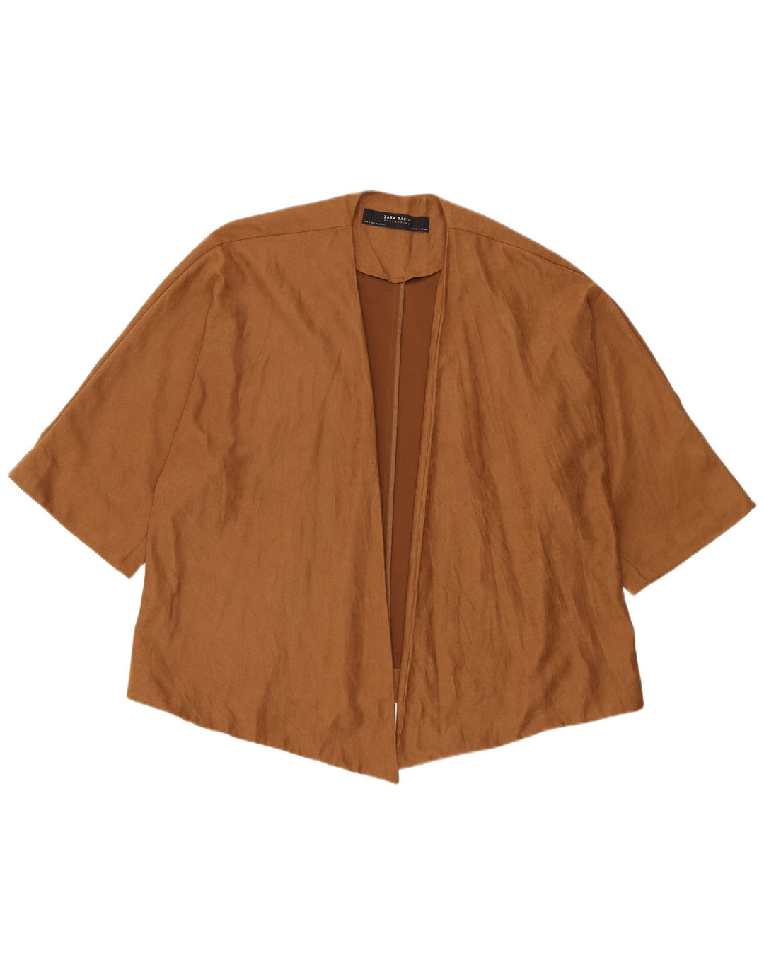 Cardigan feminino Zara manga 3/4 UK 14 marrom médio