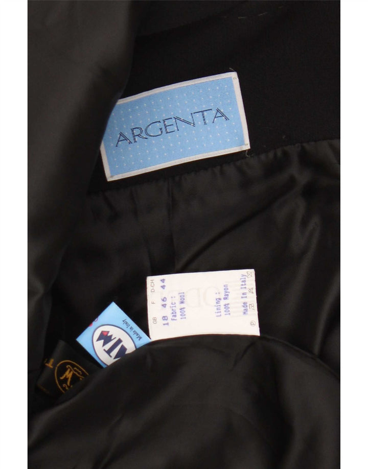 Jaqueta blazer feminina vintage de 3 botões Reino Unido 18 XL lã preta
