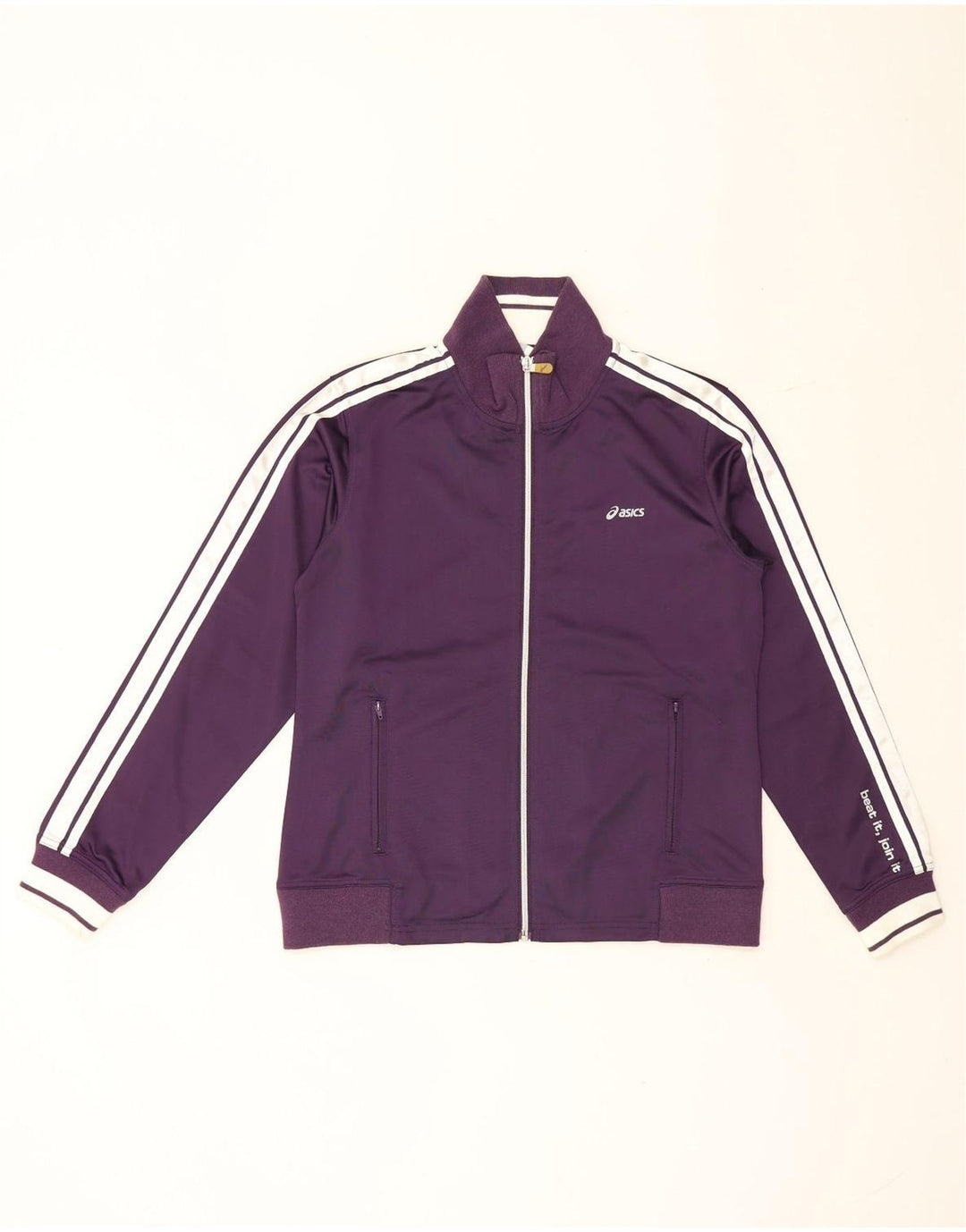 Asics Womens Tracksuit Top Jacket UK 14 Grande Roxo Colourblock Poliéster