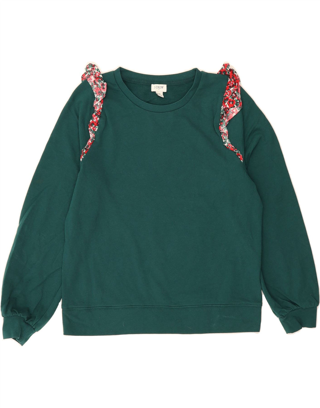 J. CREW Womens Sweatshirt Jumper UK 14 Medium Green Cotton Vintage J. Crew and Second-Hand J. Crew from Messina Hembry 