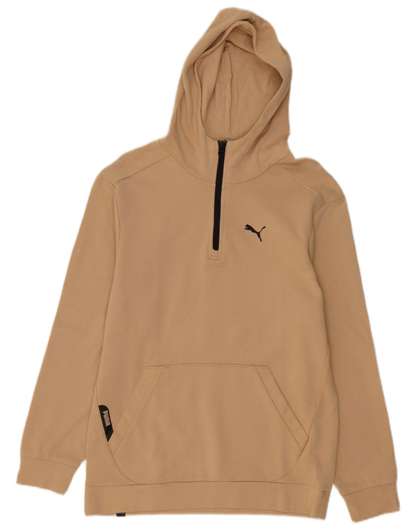 Puma Mens Zip Neck Hoodie Jumper Pequeno Algodão Bege