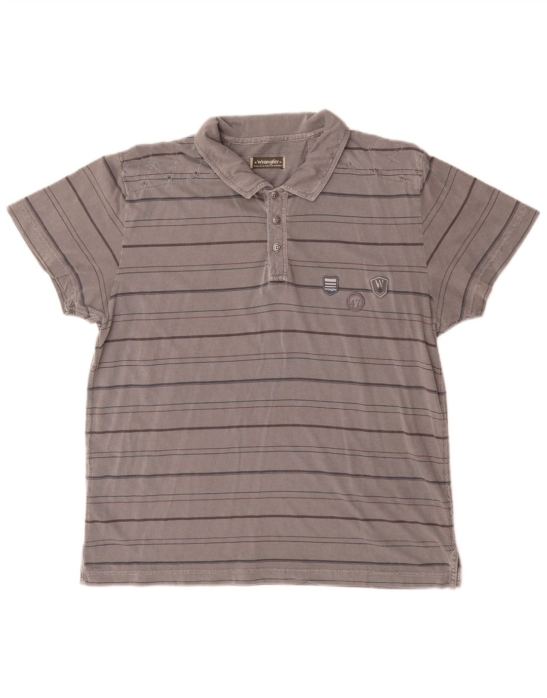 Camisa polo masculina WRANGLER XL algodão listrado cinza