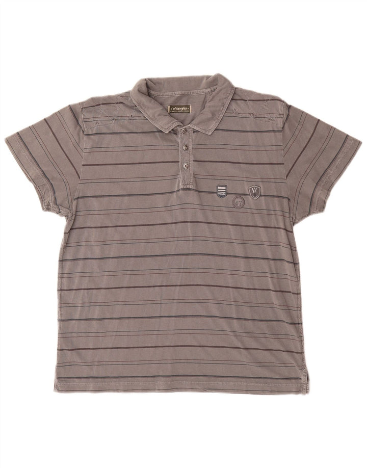 Camisa polo masculina WRANGLER XL algodão listrado cinza