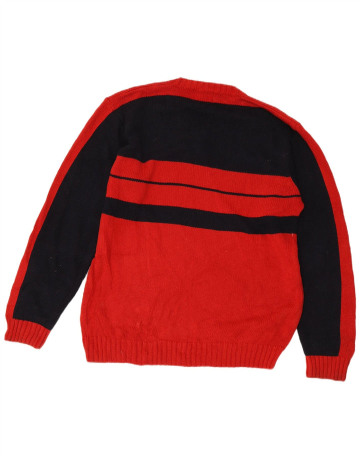 Suéter masculino Kappa com decote em V, algodão colorblock vermelho médio