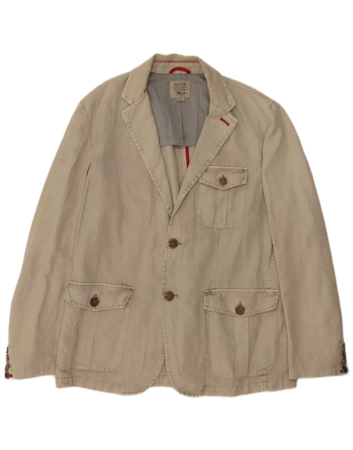 MARLBORO CLASSICS Mens 2 Button Blazer Jacket EU 54 2XL Beige Cotton
