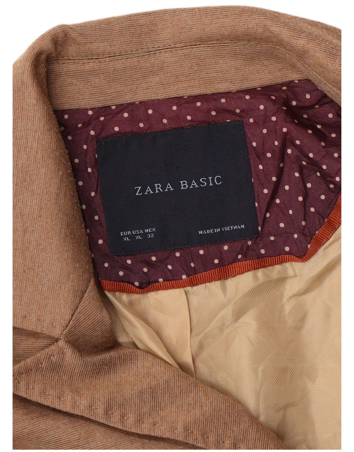 Jaqueta blazer feminina Zara com 1 botão Reino Unido 18 XL bege