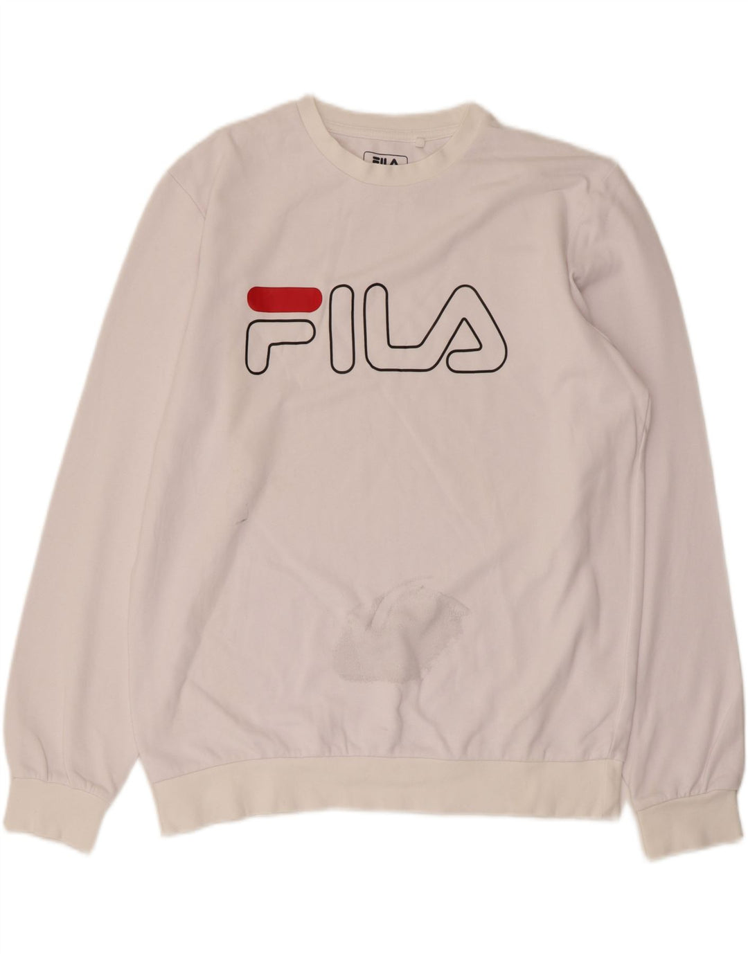 FILA moletom gráfico masculino jumper grande algodão branco