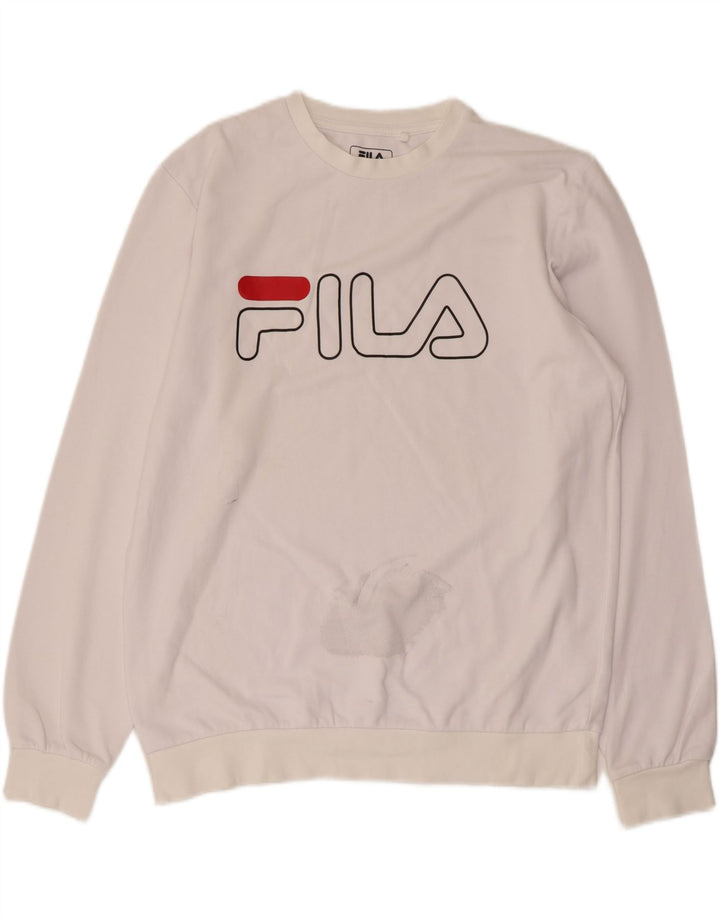 FILA moletom gráfico masculino jumper grande algodão branco