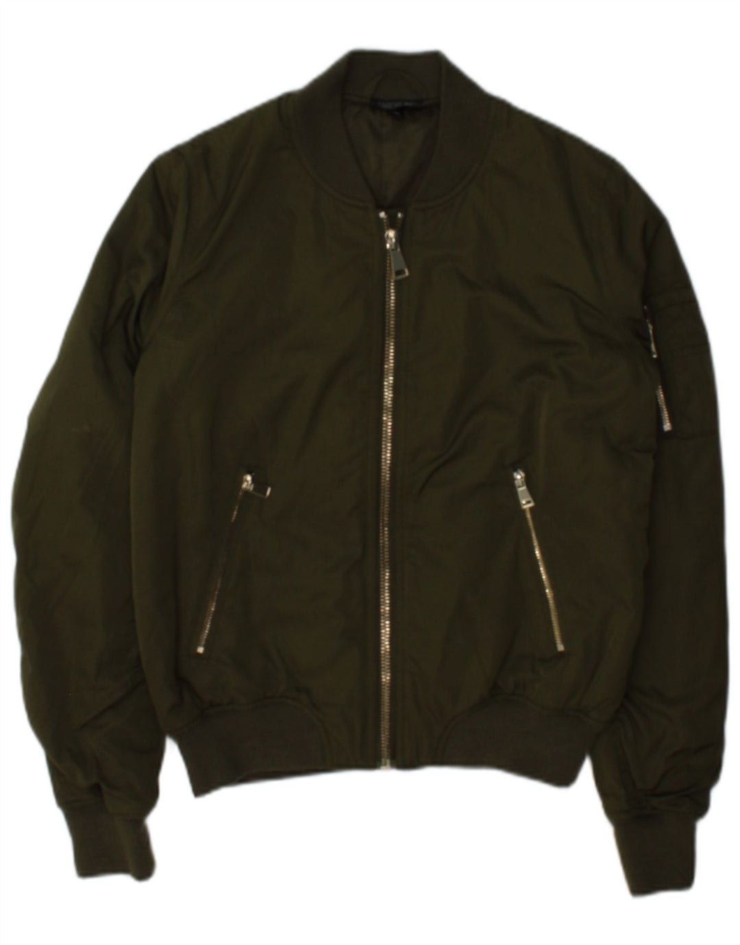 Jaqueta bomber feminina Topshop Reino Unido 8 poliéster cáqui pequeno