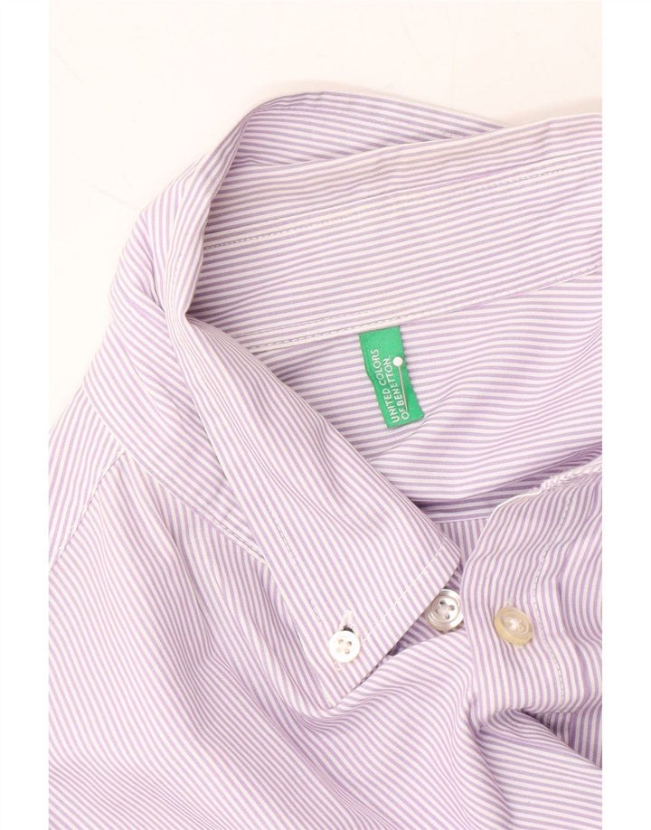 BENETTON Mens Shirt Large Purple Pinstripe Cotton Vintage Benetton and Second-Hand Benetton from Messina Hembry 