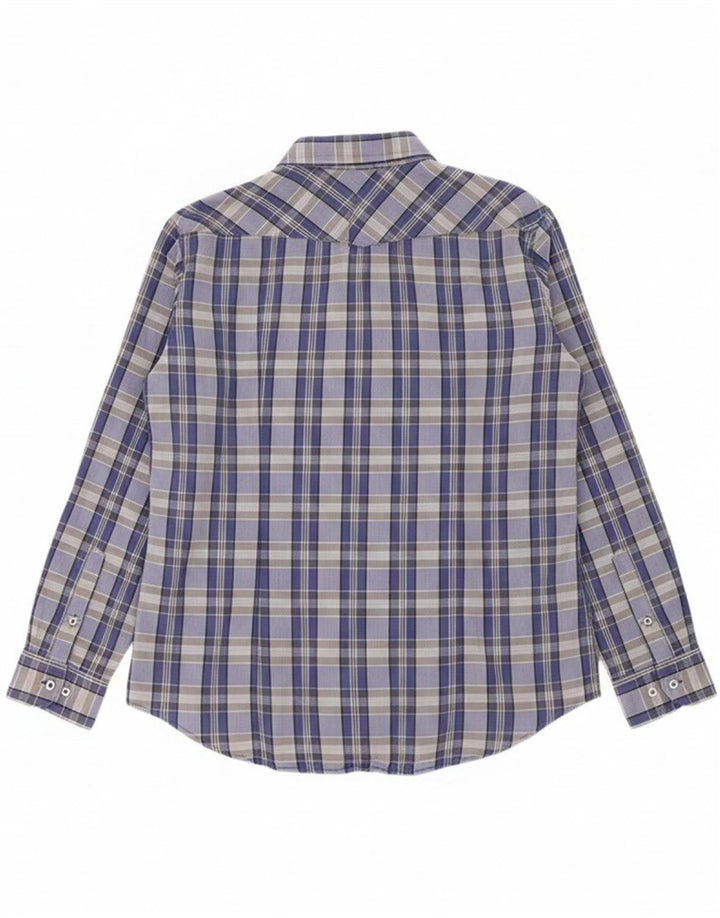Camisa masculina CARRERA regular fit 2XL algodão xadrez azul