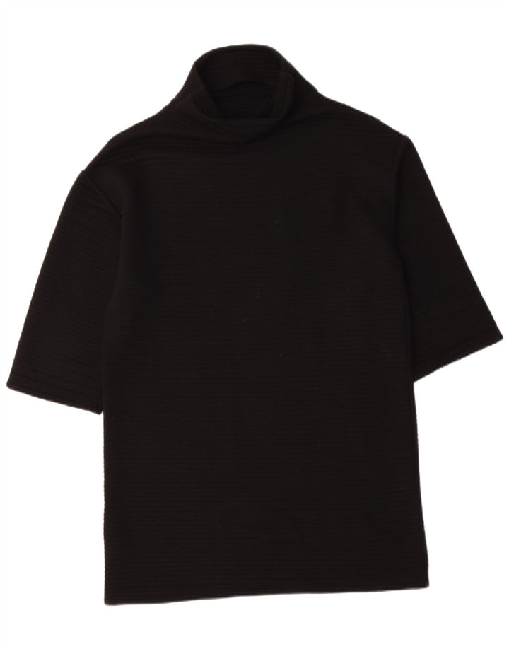 Top feminino Zara manga 3/4 UK 14 poliéster preto médio