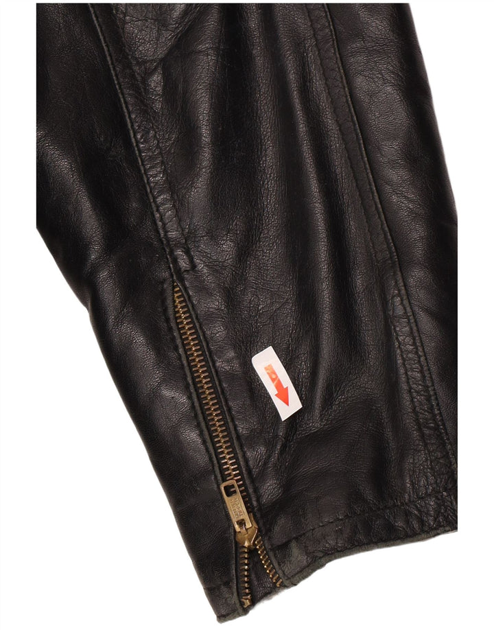 Jaqueta de couro masculina vintage UK 36 pequena couro preto