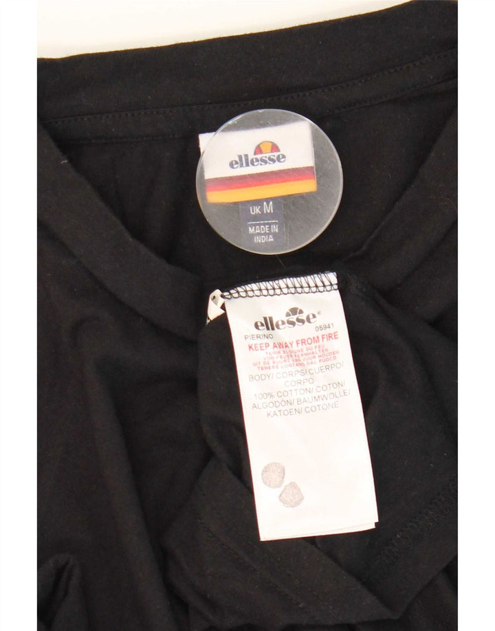 Ellesse Camiseta masculina gráfica Top médio algodão preto
