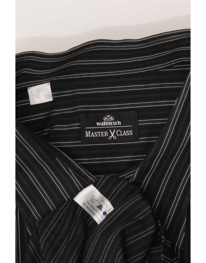 Camisa masculina Walbusch 3XL algodão listrado preto