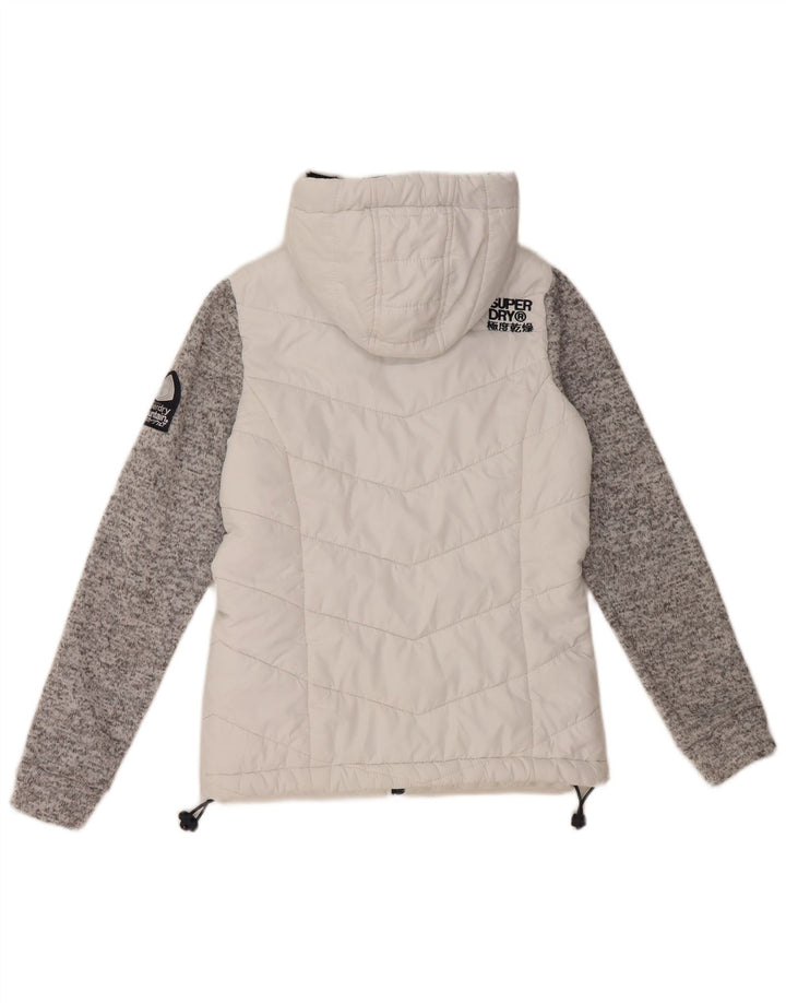 Jaqueta acolchoada com capuz feminina Superdry UK 8 Small White Colourblock