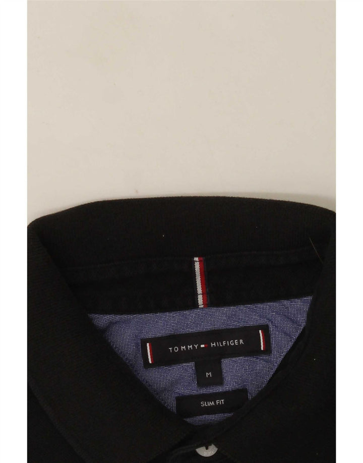 Camisa polo masculina Tommy Hilfiger Slim Fit média preta