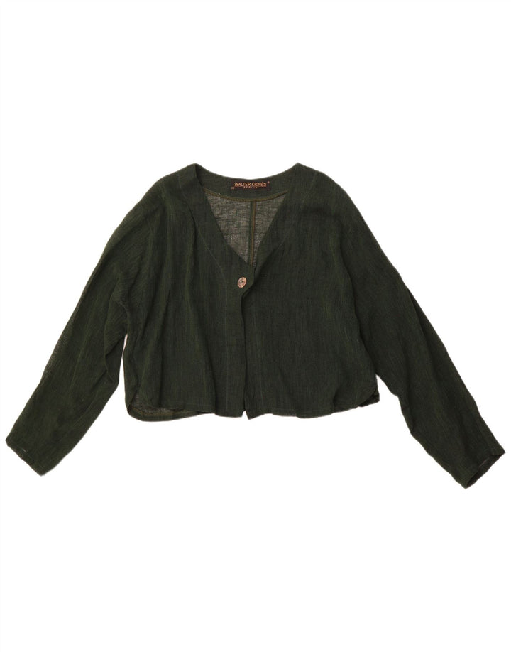 Top Cardigan Feminino VINTAGE UK 16 Grande Algodão Verde