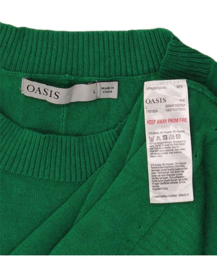 Suéter feminino Oasis com gola redonda grande, Reino Unido 16, viscose verde grande