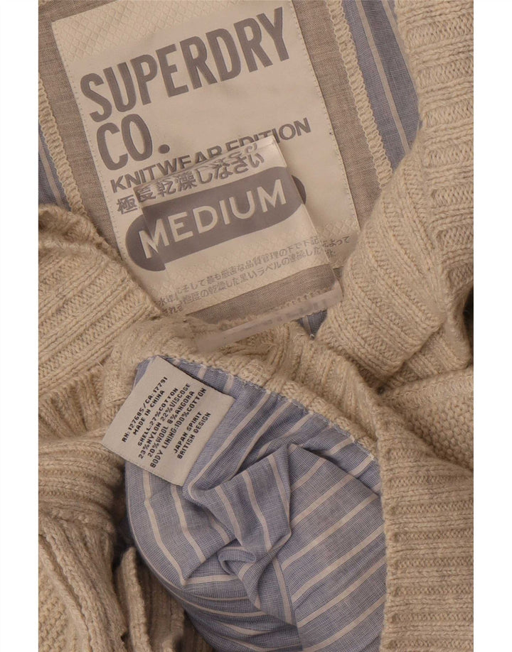 Suéter cardigã masculino Superdry algodão bege médio